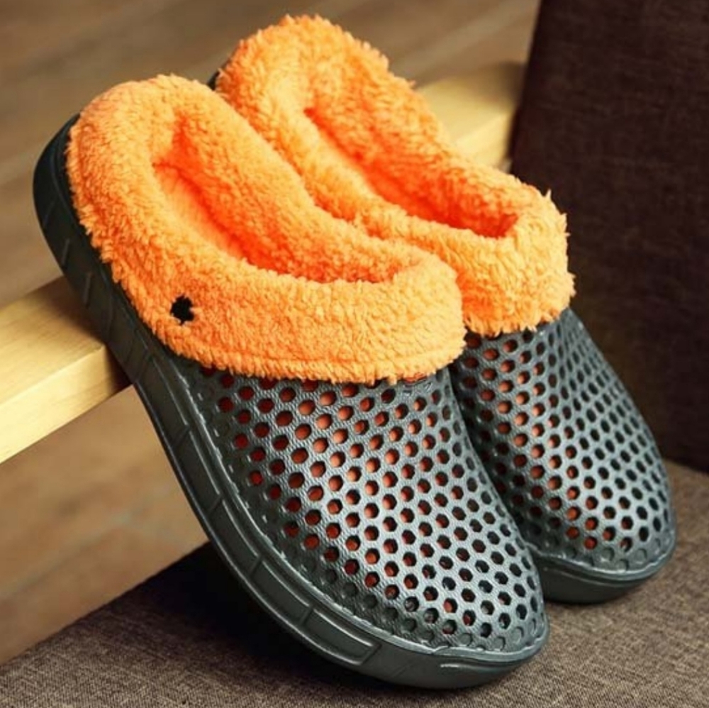 Naniya Orange & Grey Perforated Slipper Women's 8